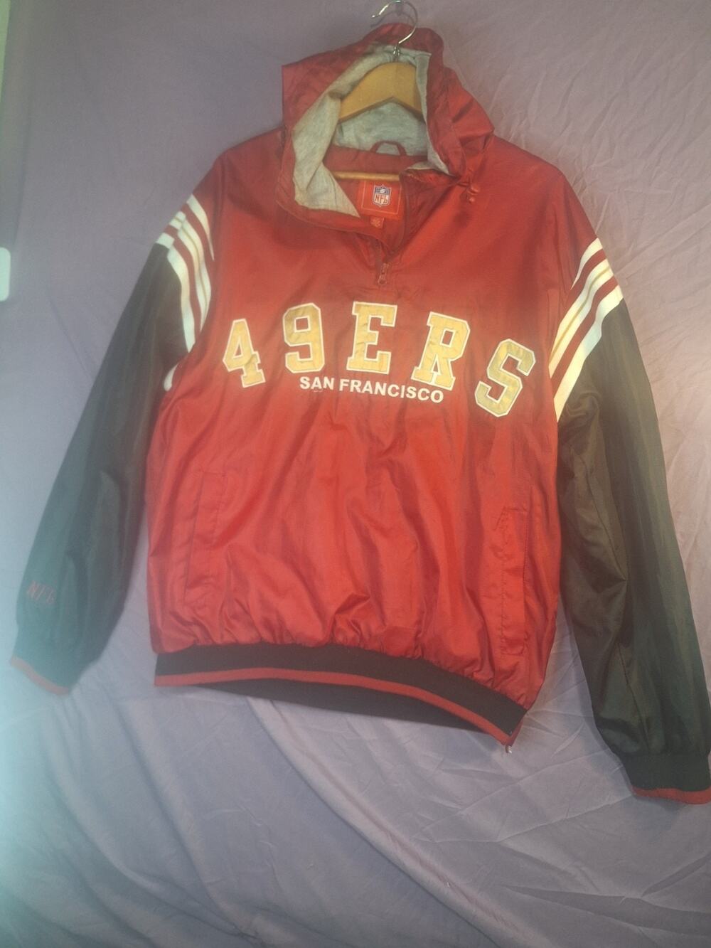 Vintage G-III Apparel NFL San Francisco 49ers Quarter Zip Fleece Hoodie Size Lg